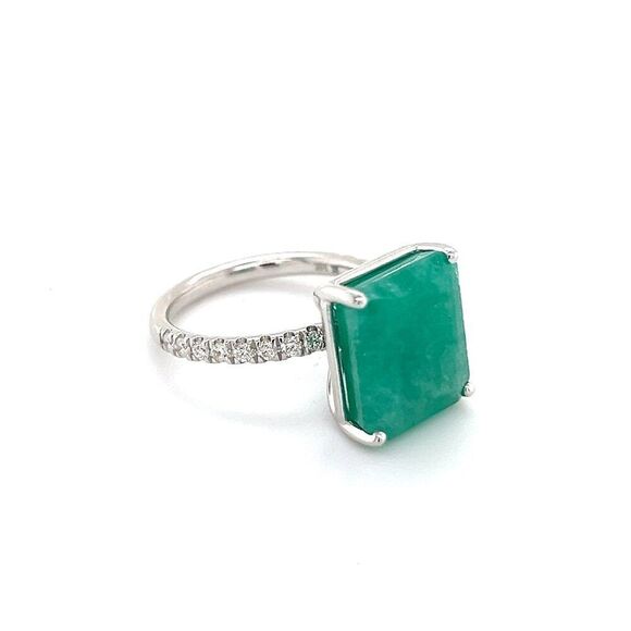 Natural Emerald Diamond Ring 6.5 14k WG 8.27 TCW Certified $4,950 310998 - Picture 5 of 10